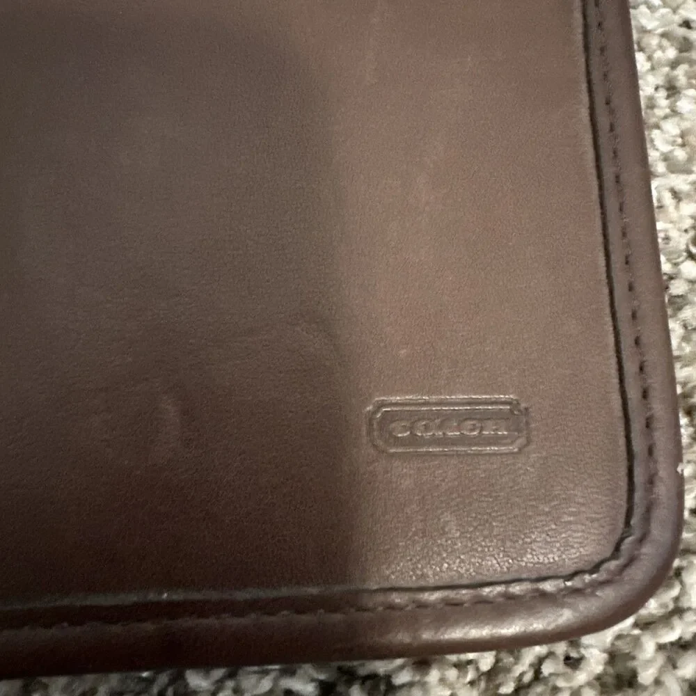 Vintage COACH Dark Brown Leather Zip Around Tie Case Holder Travel